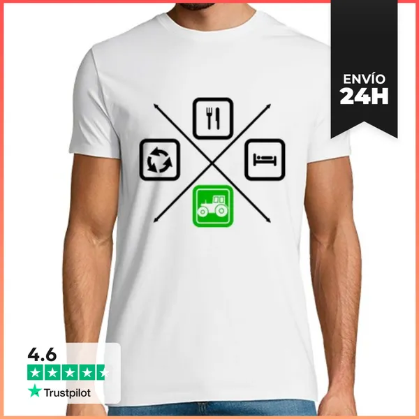 Camiseta Hombre Clásica El Ciclo De Vida Del Agricultor Tractor
