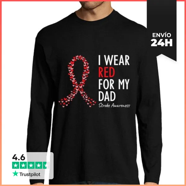 Camiseta Hombre Manga Larga Llevo Rojo Por La Concienciación