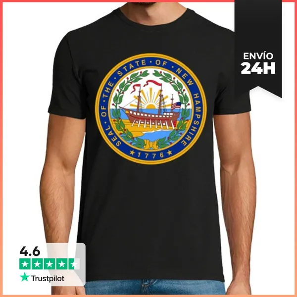 Camiseta Hombre Clásica Sello Estatal De New Hampshire
