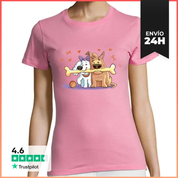 Camiseta Mujer Clásica Perritos Con Hueso LaTostadora