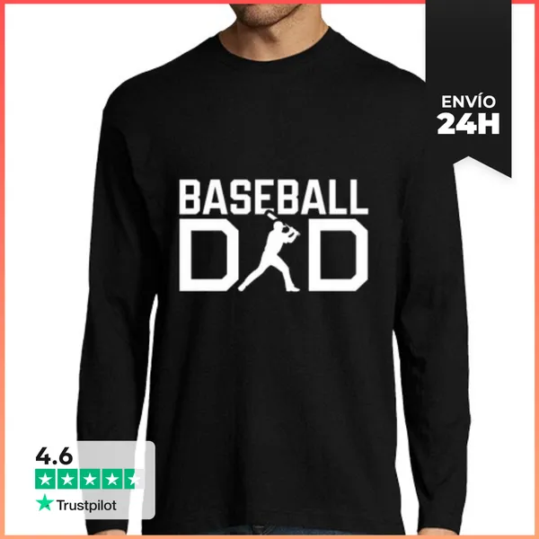 Camiseta Hombre Manga Larga Cita De Papá Beisbolista LaTostadora
