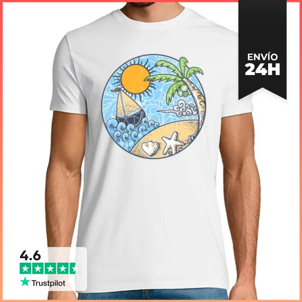 Camiseta Hombre Clásica Adorno De Playa LaTostadora