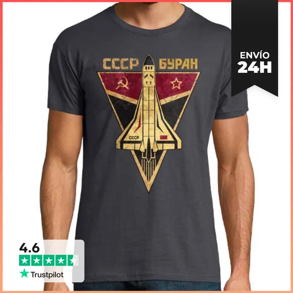 Camiseta Hombre Clásica CCCP Space Rocket Launching V02