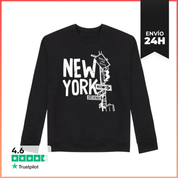 Sudadera Unisex NEW YORK CITY BROADWAY SEMÁFORO LaTostadora
