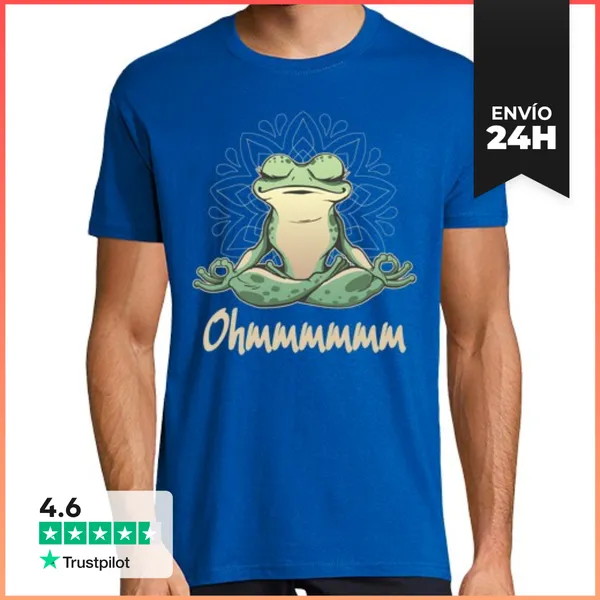 Camiseta Hombre Clásica Meditación De La Rana De Yoga Ohmmmm