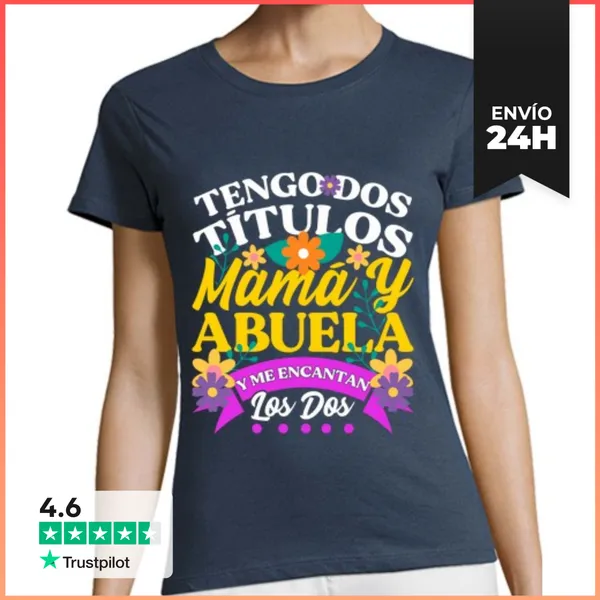 Camiseta Mujer Clásica Tengo Dos Títulos Mamá Y Abuela Regalo Día