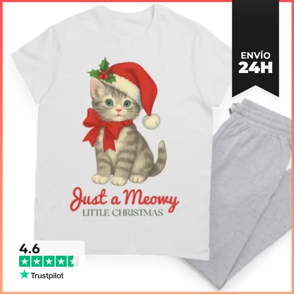 Pijama JUST A MEOWY LITTLE CHRISTMAS XMAS CAT LaTostadora