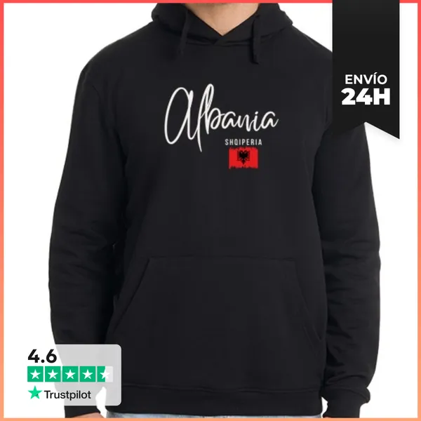 Sudadera Unisex Con Capucha Orgullo Albanés, Diseño Minimalista
