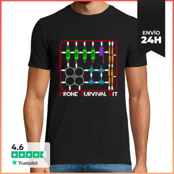 Camiseta Hombre Clásica Kit De Supervivencia Avión No Tripulado