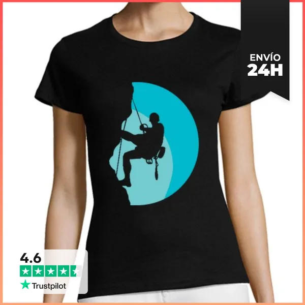 Camiseta Mujer Clásica Mujer, Manga Corta, Negra, Calidad Premium