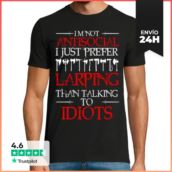 Camiseta Hombre Clásica Antisocial Larping LaTostadora