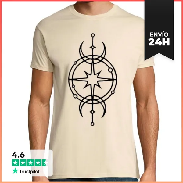 Camiseta Hombre Clásica Símbolo Negro De Protección Y Suerte