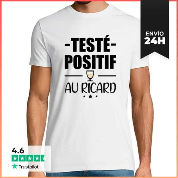 Camiseta Hombre Clásica Dio Positivo Humor Pastis Aperitivo