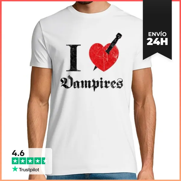 Camiseta Hombre Clásica I Love (to Kill) Dracula (negro)