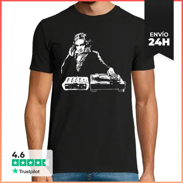 Camiseta Hombre Clásica Beethoven DJ LaTostadora