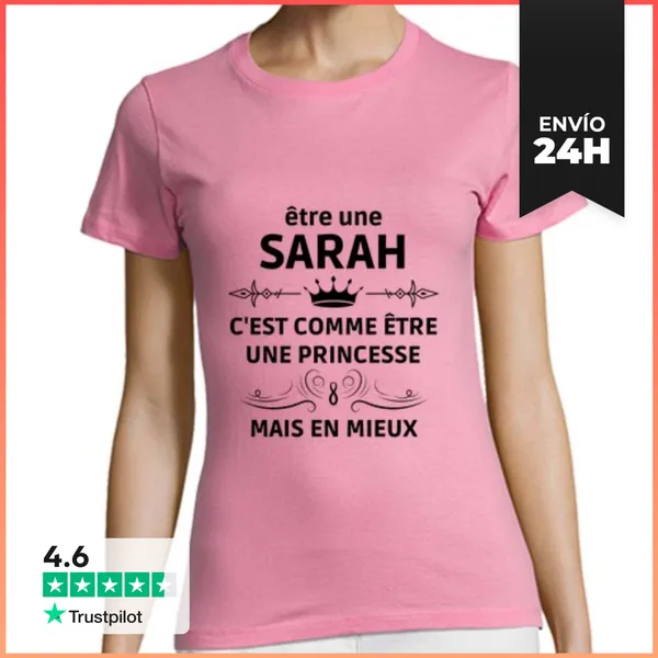 Camiseta Mujer Clásica Nombre Sarah Princesa LaTostadora