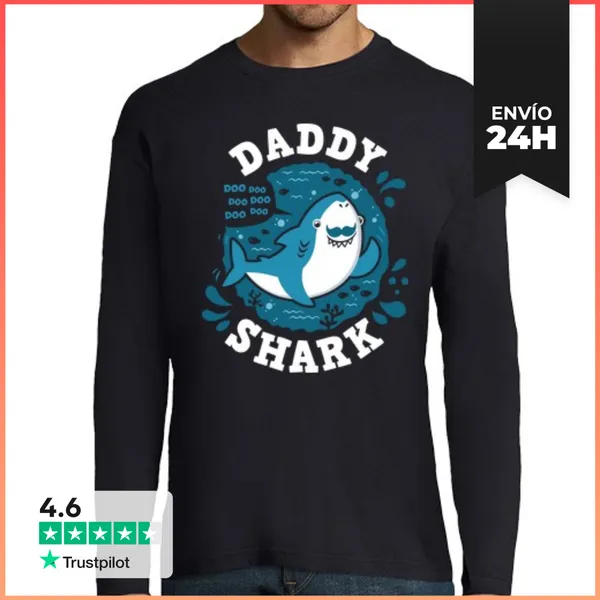 Camiseta Hombre Manga Larga Daddy Shark LaTostadora