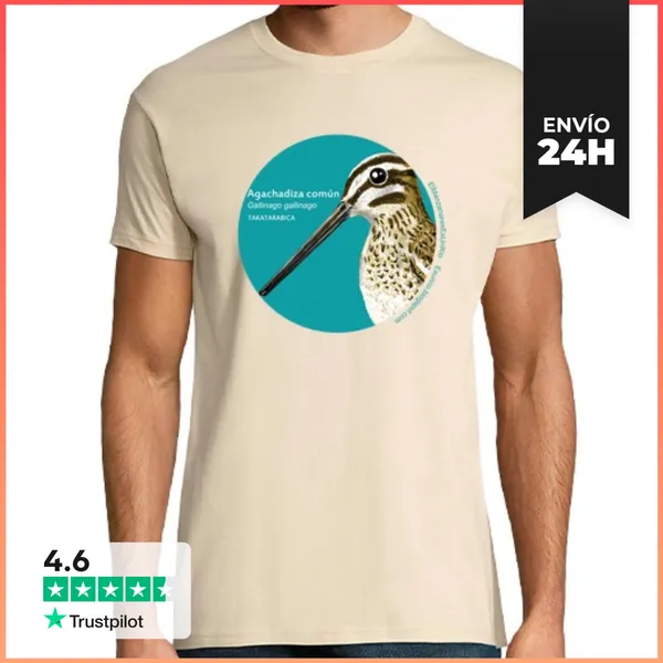 Camiseta Hombre Clásica Agachadiza Comun Renaturalizado Manzana
