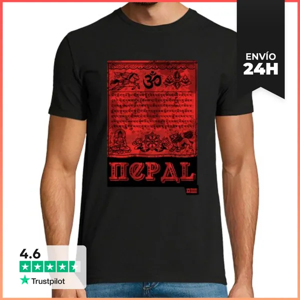 Camiseta Hombre Clásica NEPAL Bandera Oración LaTostadora