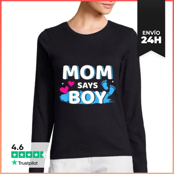 Camiseta Mujer Manga Larga La Mamá Del Revelado De Género Dice