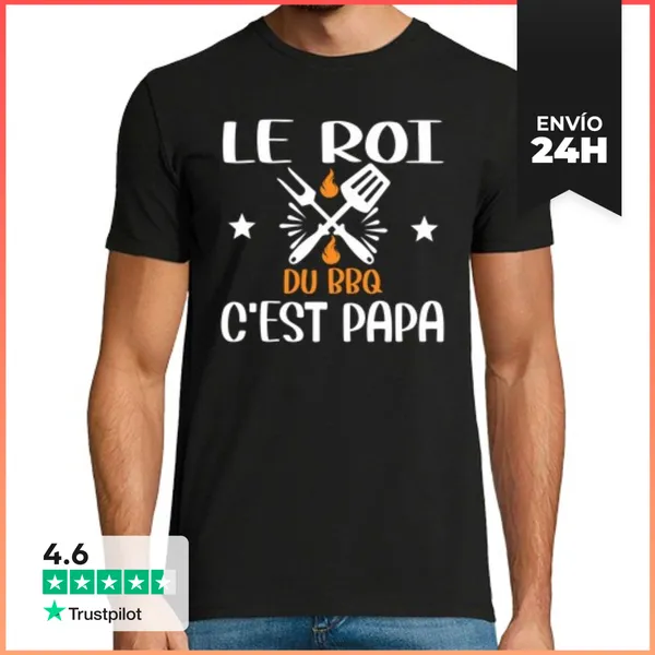 Camiseta Hombre Clásica Barbacoa Rey Papi Humor Barbacoa