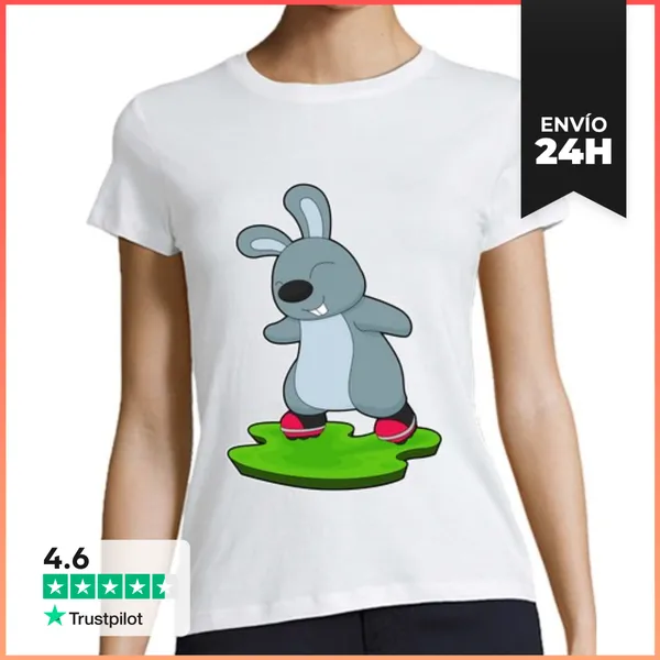 Camiseta Mujer Clásica Patines En Línea De Conejo LaTostadora