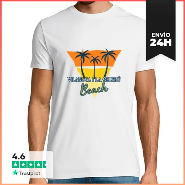 Camiseta Hombre Clásica Vilanova I La Geltrú Palmeras Playa
