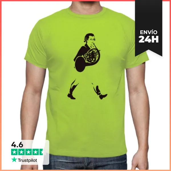 Camiseta Hombre Clásica Mozart Walk Frencn Horn (black)