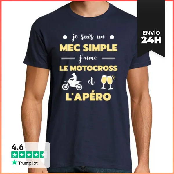 Camiseta Hombre Clásica Motocross Apero Humor Moto Cross