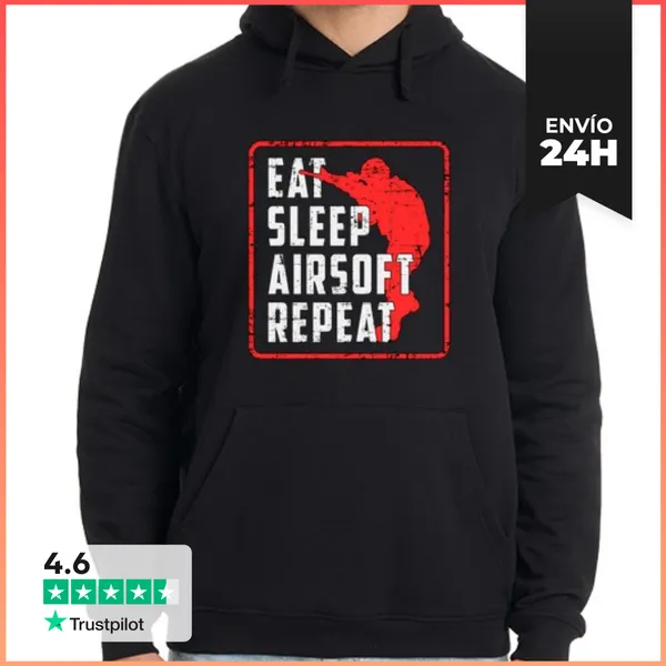 Sudadera Unisex Con Capucha Airsoft Softair Repetir Lanzamiento