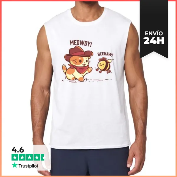 Camiseta Sin Mangas Miau Y Beehaw - Camiseta Sin Mangas