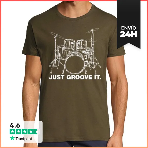 Camiseta Hombre Clásica Just Groove It Drums LaTostadora