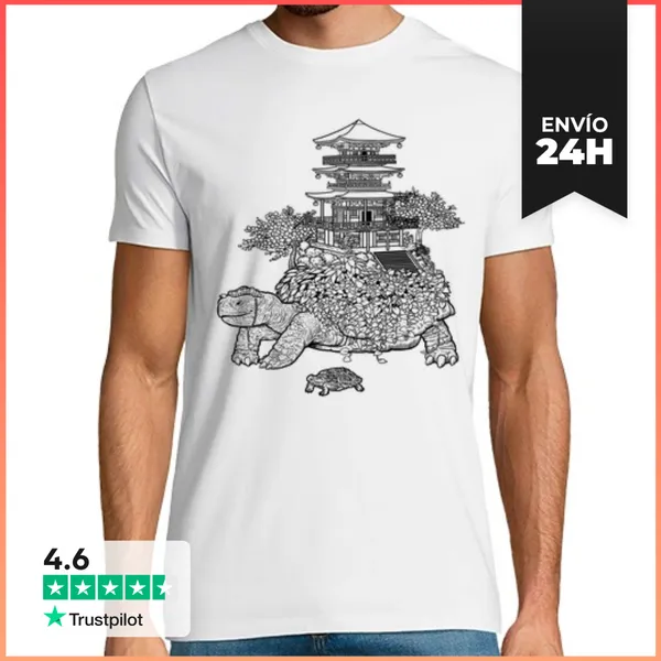 Camiseta Hombre Clásica Minimalist Temple Turtle LaTostadora