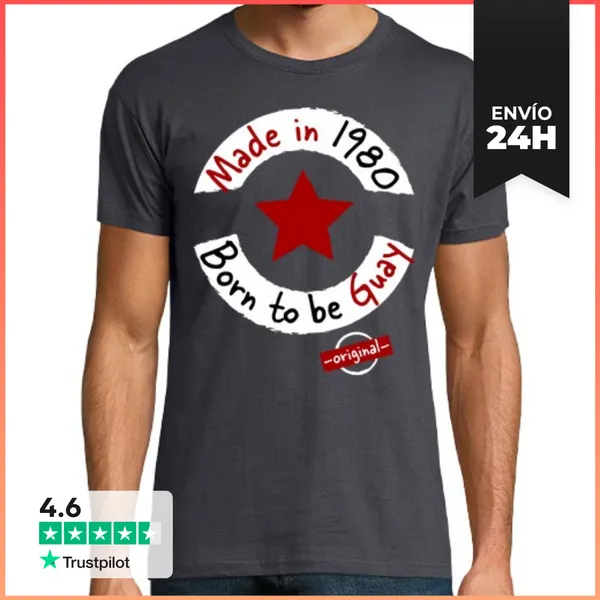 Camiseta Hombre Clásica Made In 1980 Born To Be Guay LaTostadora