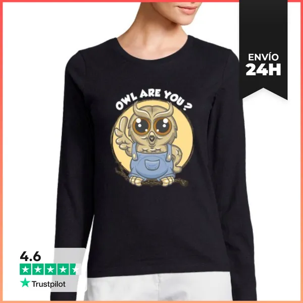 Camiseta Mujer Manga Larga Búho Eres Tu LaTostadora