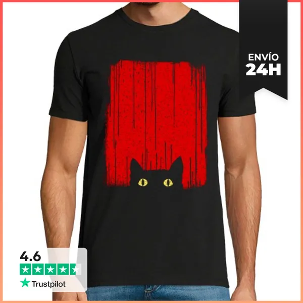Camiseta Hombre Clásica Gato Negro LaTostadora