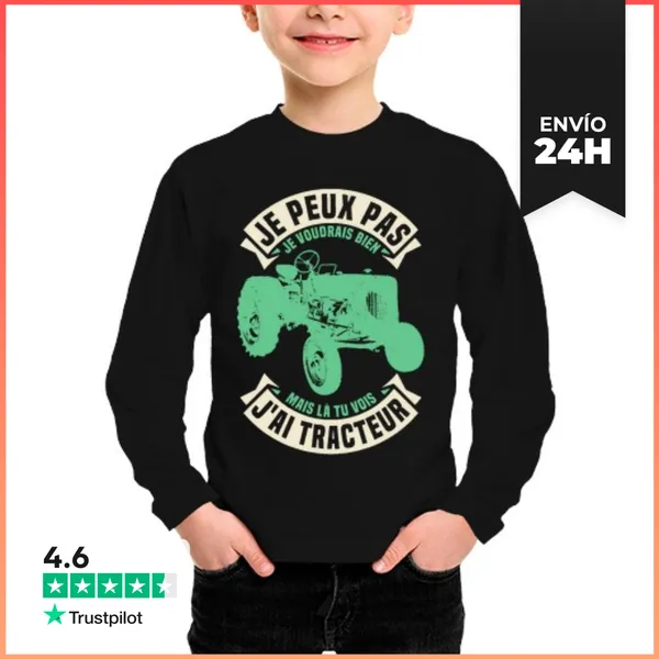 Camiseta Manga Larga Para Niños No Puedo Tener Tractor