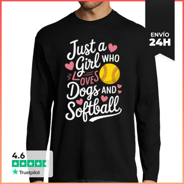 Camiseta Hombre Manga Larga Solo Una Chica Que Ama El Softbol Con