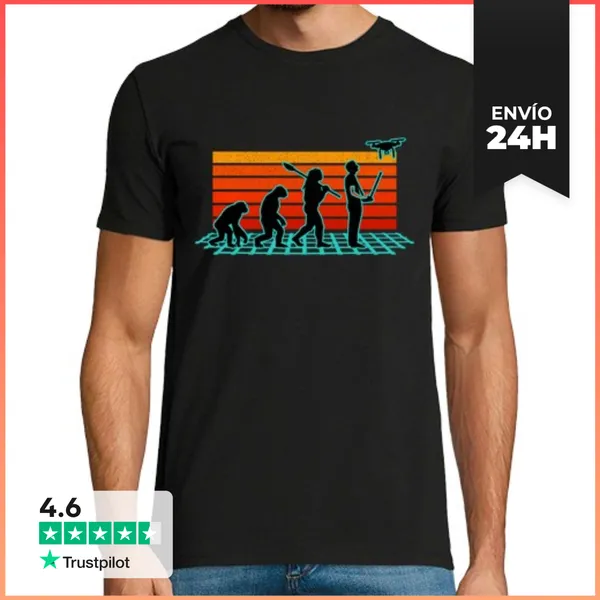 Camiseta Hombre Clásica Evolución Del Piloto De Drones Regalo