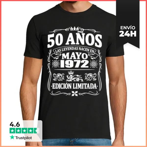 Camiseta Hombre Clásica 50 Años - Cumpleaños Mayo De 1972