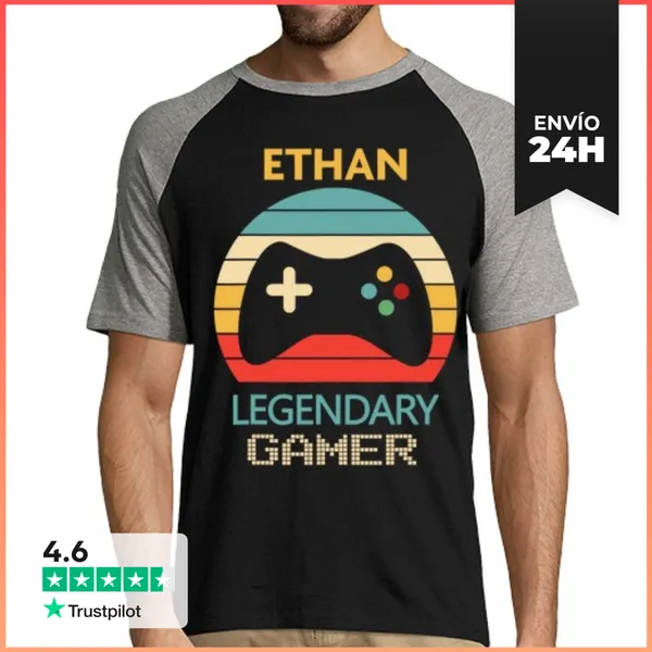 Camiseta Hombre, Estilo Béisbol Regalo Personalizado Nombre Ethan