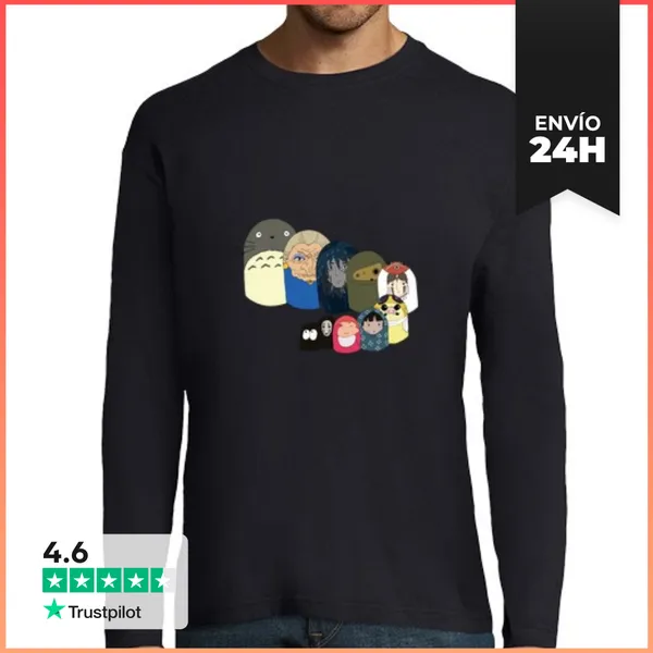 Camiseta Hombre Manga Larga Muñecas Rusas Gibli LaTostadora