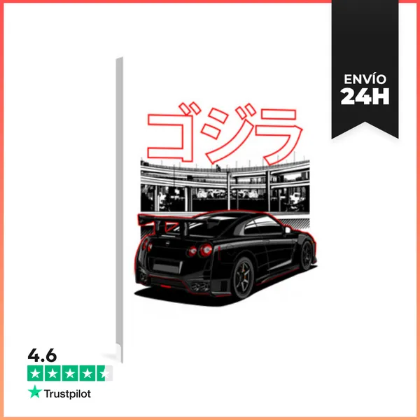 Lienzo Vertical GTR R35 Back LaTostadora