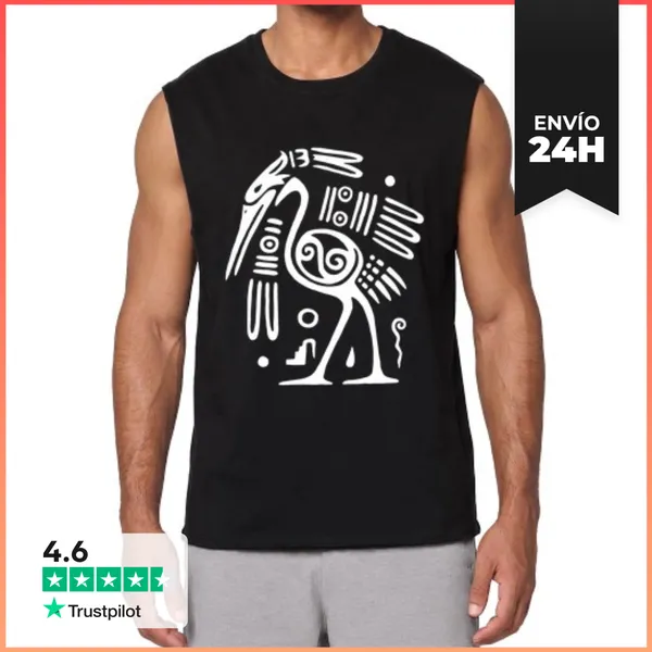 Camiseta Sin Mangas Pájaro Tótem Tribal Blanco LaTostadora
