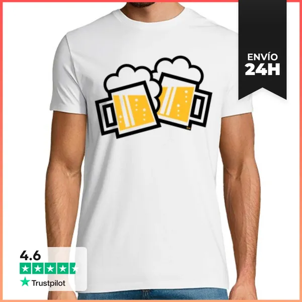Camiseta Hombre Clásica 2 Jarras De Cerveza Bávara Para Tostar