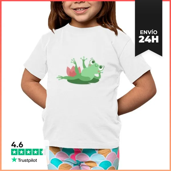 Camiseta Clásica Para Niños Rana Estirada Nenúfar Loto