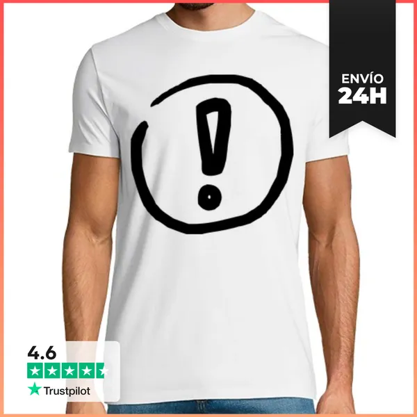 Camiseta Hombre Clásica Dibujo De Signo De Exclamación