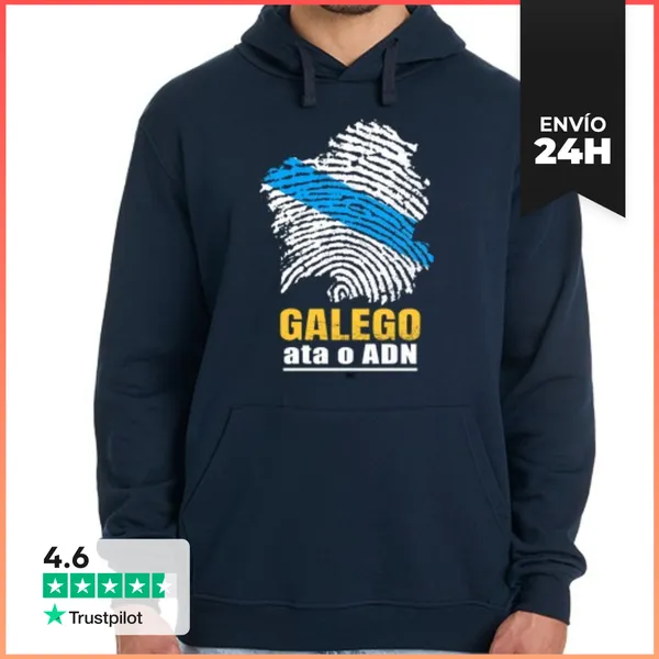 Sudadera Unisex Con Capucha Camiseta GALEGO Ata O ADN. Mapa
