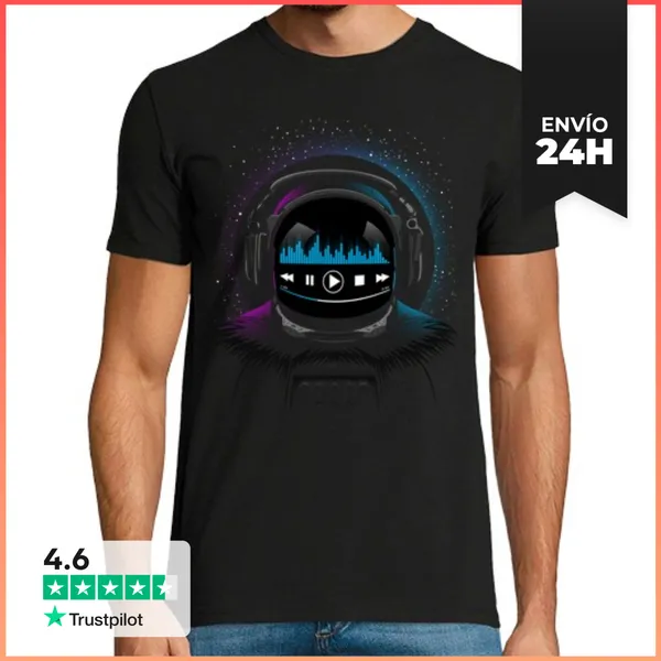 Camiseta Hombre Clásica Techno Astronauta LaTostadora
