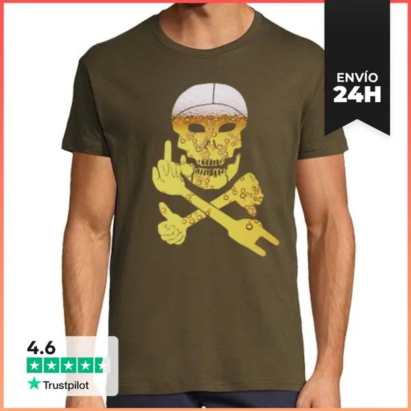 Camiseta Hombre Clásica Calavera. Cerveza S LaTostadora